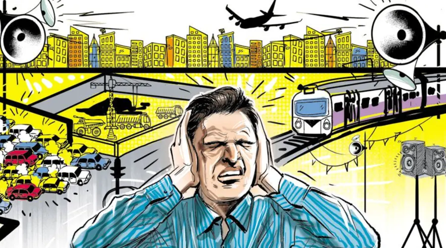 person closing ears city street تاثیر آلودگی صوتی شهری بر شنوایی آلودگی صوتی و اختلال در سلامت شنوایی